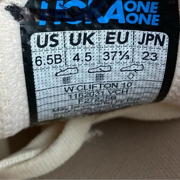 Hoka One One Women’s Size 6.5 B Clifton 10 Vanilla Birch Athletic Running Shoes - Picture 11 of 11
